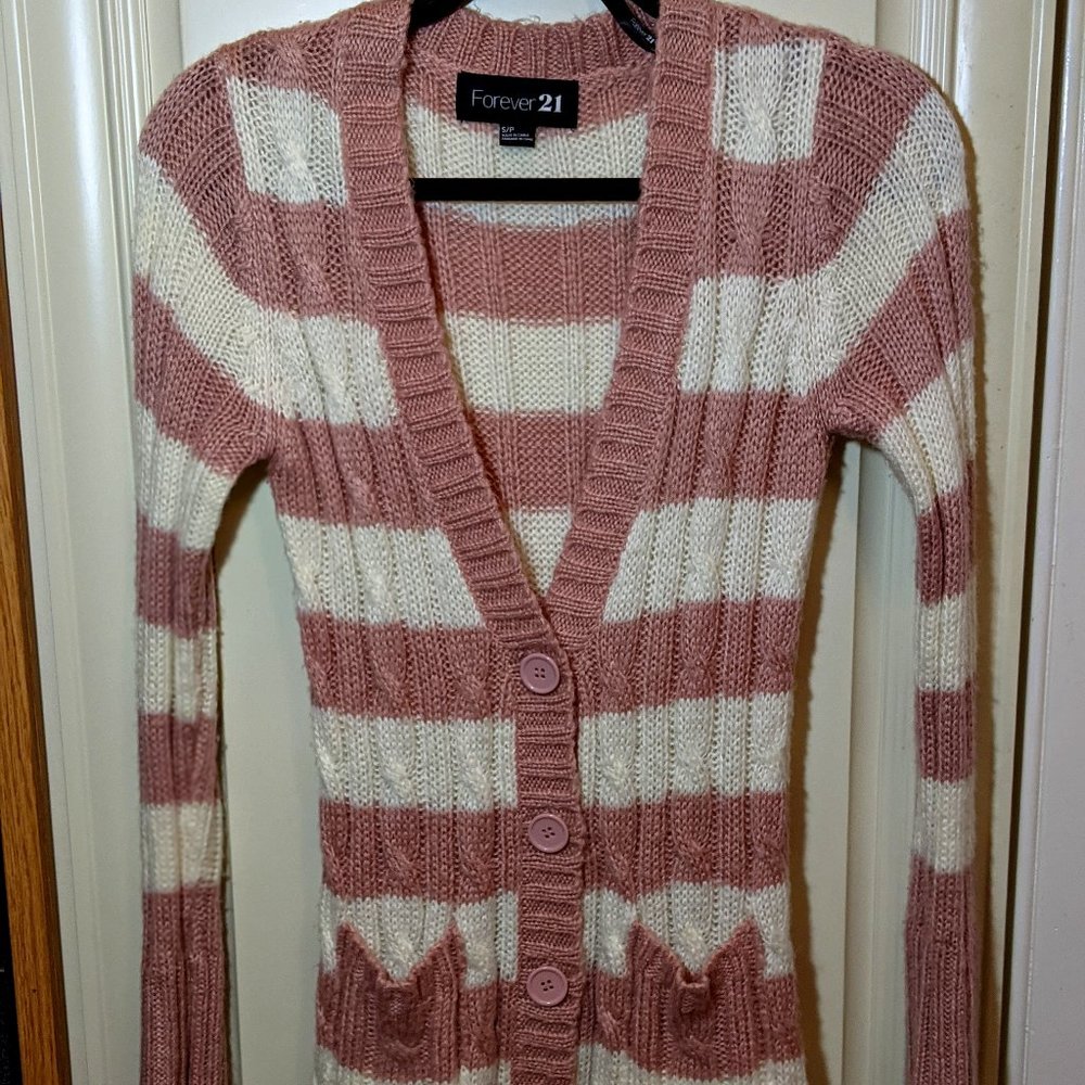 Forever 21 Women's Cardigan Stripes Soft Comfy SM